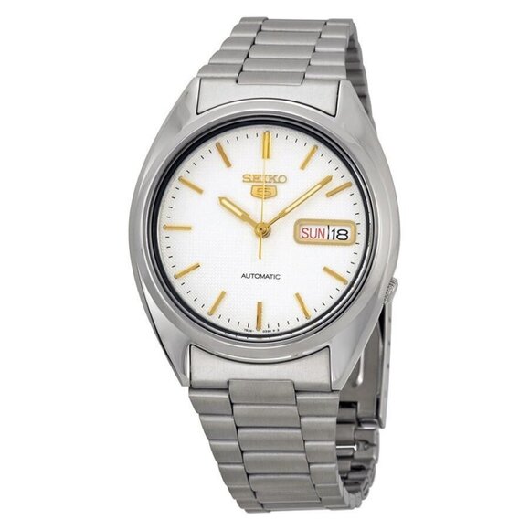 NWT Authentic Seiko Series 5 Automatic Off White Dial Men's Watch - Picture 1 of 4